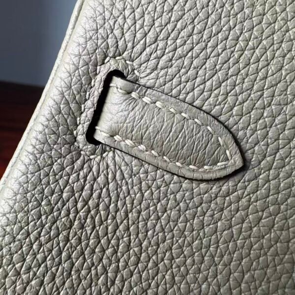 Birkin 25 Saddle stitch authentic hand-sewn Togo Leather in Trench Grey with Silver Hardware Hand stitched Handcrafted