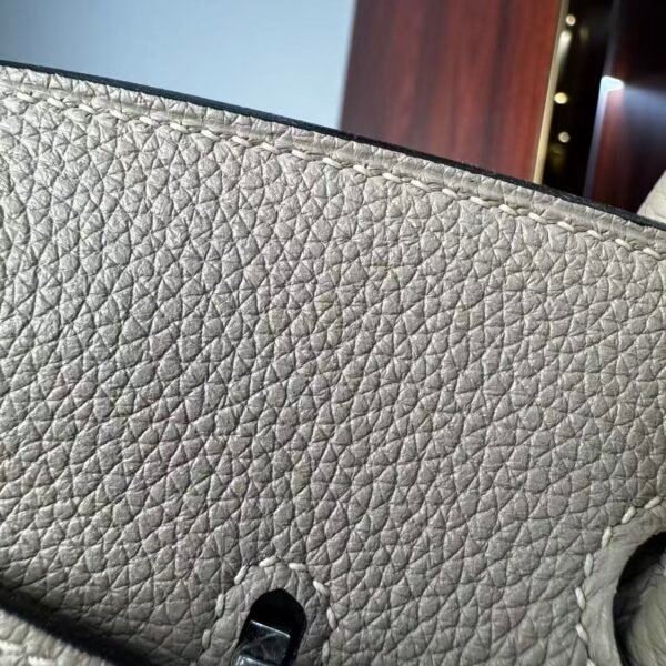 Birkin 25 Saddle stitch authentic hand-sewn Togo Leather in Trench Grey with Silver Hardware Hand stitched Handcrafted