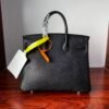 Birkin 25  Saddle stitch authentic hand-sewn Black Barenia Faubourg Saddle Leather Silver Hardware  Hand stitched Handcrafted