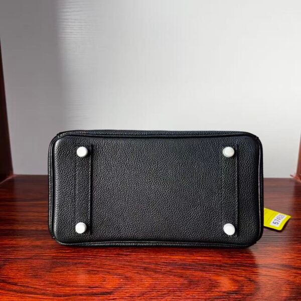 Birkin 25  Saddle stitch authentic hand-sewn Black Barenia Faubourg Saddle Leather Silver Hardware  Hand stitched Handcrafted