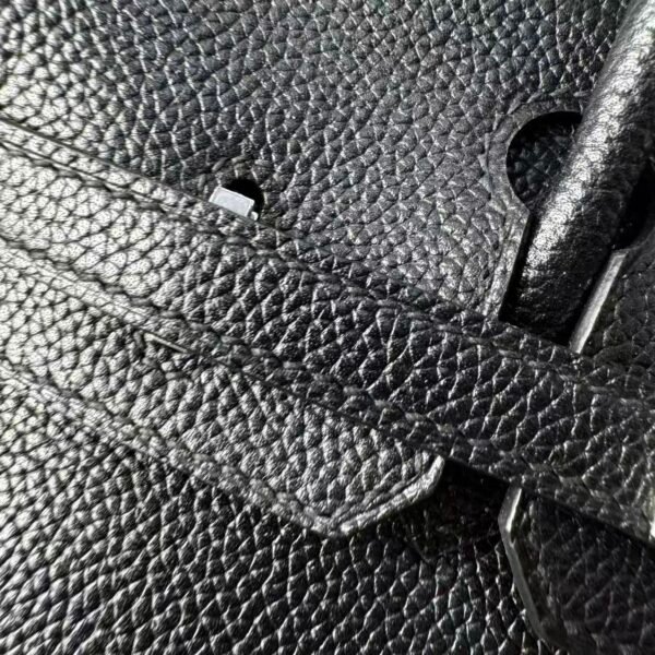 Birkin 25  Saddle stitch authentic hand-sewn Black Barenia Faubourg Saddle Leather Silver Hardware  Hand stitched Handcrafted
