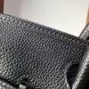 Birkin 25  Saddle stitch authentic hand-sewn Black Barenia Faubourg Saddle Leather Silver Hardware  Hand stitched Handcrafted