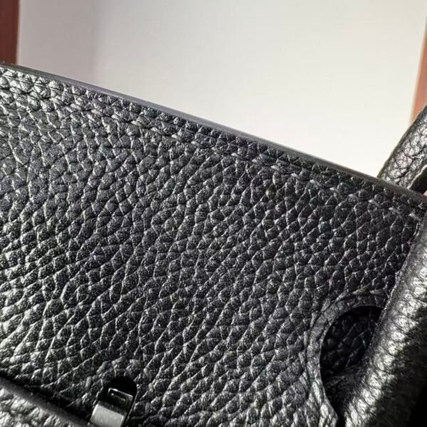 Birkin 25  Saddle stitch authentic hand-sewn Black Barenia Faubourg Saddle Leather Silver Hardware  Hand stitched Handcrafted