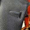 Birkin 25  Saddle stitch authentic hand-sewn Black Barenia Faubourg Saddle Leather Silver Hardware  Hand stitched Handcrafted