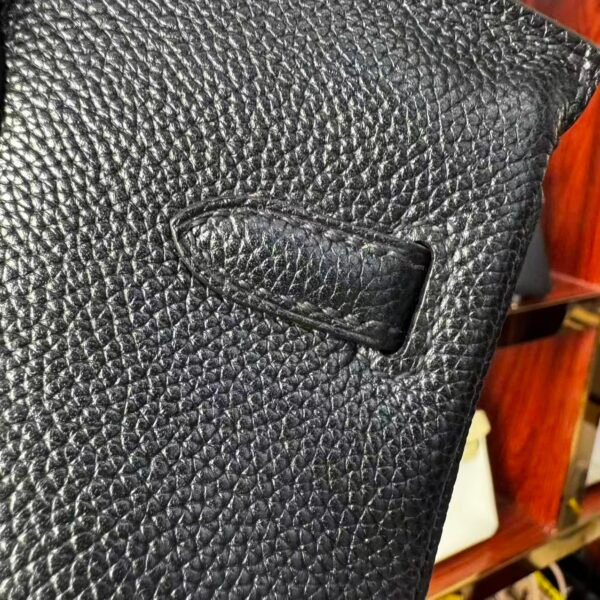 Birkin 25  Saddle stitch authentic hand-sewn Black Barenia Faubourg Saddle Leather Silver Hardware  Hand stitched Handcrafted