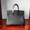 Birkin 25 Hand stitched Handcrafted Black Swift & Lizard Skin, Silver Touch Hardware Saddle stitch authentic hand-sewn 13 Birkin 25 Hand stitched Handcrafted Black Swift & Lizard Skin, Silver Touch Hardware Saddle stitch authentic hand-sewn