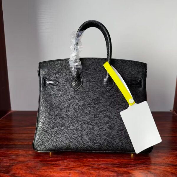 Birkin 25 Black Togo Leather with Lizard Skin Trim, Gold Hardware 3 Birkin 25 Black Togo Leather with Lizard Skin Trim, Gold Hardware