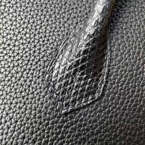 Birkin 25 Black Togo Leather with Lizard Skin Trim, Gold Hardware 7 Birkin 25 Black Togo Leather with Lizard Skin Trim, Gold Hardware