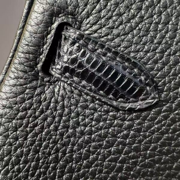 Birkin 25 Black Togo Leather with Lizard Skin Trim, Gold Hardware 8 Birkin 25 Black Togo Leather with Lizard Skin Trim, Gold Hardware