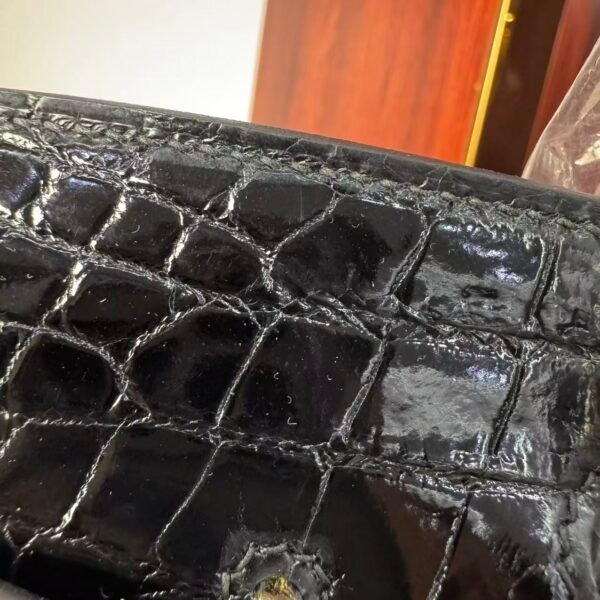 Birkin 25 Handcrafted Saddle stitch Touch Noir Black Nile Crocodile Gold Hardware Hand stitched authentic hand-sewn 5 Birkin 25 Handcrafted Saddle stitch Touch Noir Black Nile Crocodile Gold Hardware Hand stitched authentic hand-sewn
